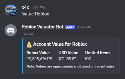 Roblox Valuator Bot